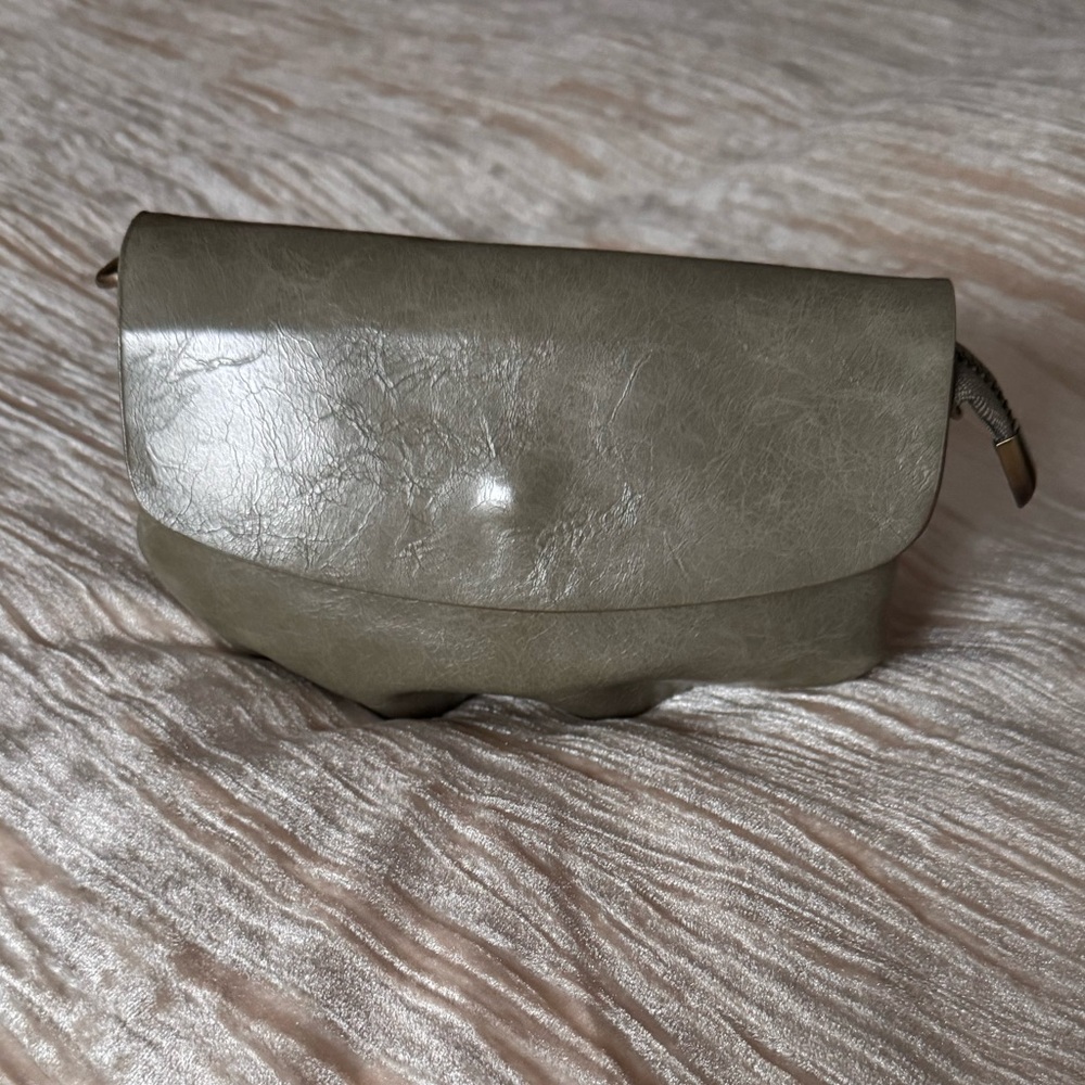 Anthropologie sage green small crossbody saddle bag
